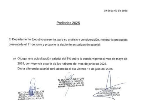 Municipales acordaron un aumento del 6 %